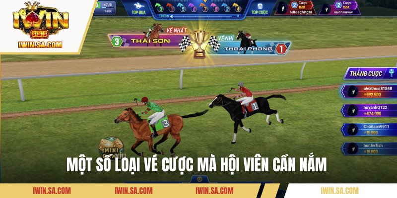 Cách Chơi Đua Ngựa 3D IWin – Bí Quyết Giúp Bạn Thắng Lớn 2 Một số loại vé cược mà hội viên cần nắm